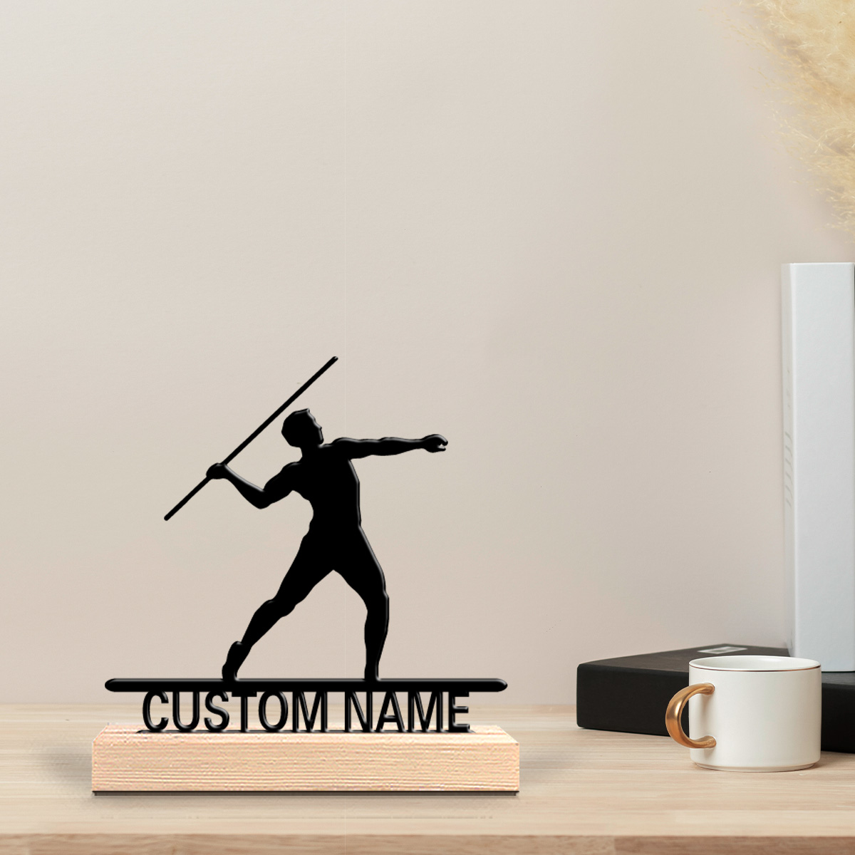 Javelin Throwing - Statuetta in Latta Personalizzata con Nome